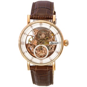 Ingersoll The Herald Rose Gold Skeleton Dial Leather Strap I00401B Mens Watch