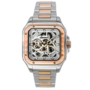 Ingersoll The Ollie Two Tone Stainless Steel Grey Skeleton Dial 20 Jewels Automatic I14502 Men's Watch