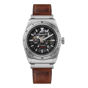 Ingersoll The Scovill Black Skeleton Dial Brown Leather Strap I13901 Mens Watch