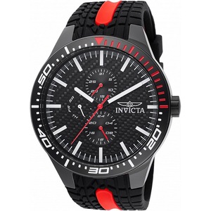 Invicta Racing GMT Day/Date Silicone Strap Black Dial Quartz INV47553 Mens Watch