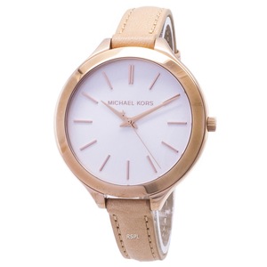 Michael Kors Runway Rose Gold Leather Strap Silver Dial MK2284 50M Ladies Watch