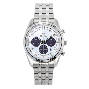 Orient Contemporary Chronograph Stainless Steel White Dial Solar Powered Quartz RA-TX0305S Men's Watch