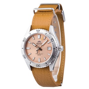 Orient Sports Leather Strap Apricot Dial Automatic RA-AC0Q05P10B 200M Mens Watch