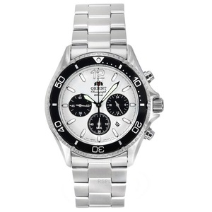 Orient Sports Panda Chronograph Stainless Steel Solar RA-TX0203S10B Mens Watch