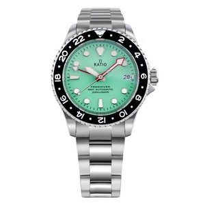 RATIO FreeDiver GMT Stainless Steel Green Dial Automatic RTF059 200M Mens Watch
