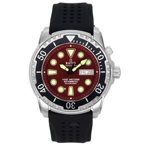 Ratio FreeDiver Version 02 Helium Safe 1000M Sapphire Crystal Automatic Red Dial 1068HA90-34VA Men's Watch
