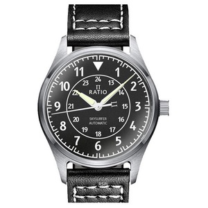 RATIO Skysurfer Pilot Black Textured Dial Automatic RTS310 200M 12/24 Mens Watch