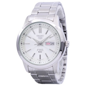 Seiko 5 Automatic Stainless Steel Textures White Dial SNKM83K1 Analog Mens Watch