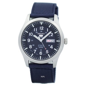 Seiko Automatic Sports Blue Dial Day/Date Nylon Strap SNZG11J1 Analog Mens Watch