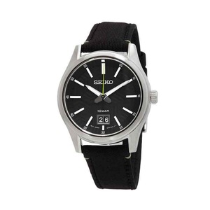 Seiko Big Date Nylon Strap Black Dial Sapphire Quartz SUR517P1 100M Mens Watch