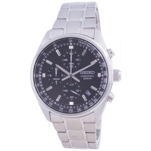 Seiko Chronograph Tachymeter Black Dial S-Steel Quartz SSB379P1 100M Mens Watch