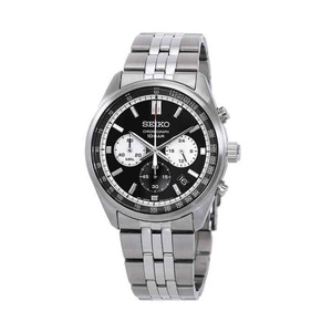 Seiko Chronograph Tachymeter Stainless Steel Black Dial SSB429P1 100M Mens Watch