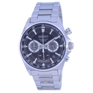 Seiko Neo Sports Chronograph Tachymeter Black Dial SSB397P1 10BAR Mens Watch