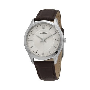 Seiko Nobel Discover More Leather Beige Dial Quartz SUR421P1 100M Mens Watch