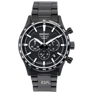 Seiko Urban Sports Chronograph Tachymeter Black Dial SSB415P1 100M Mens Watch