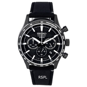 Seiko Urban Sports Chronograph Tachymeter Black Dial SSB417P1 100M Mens Watch