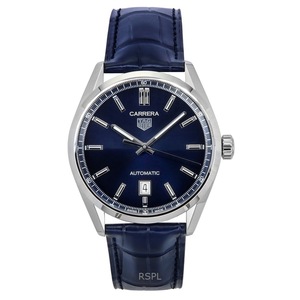 Tag Heuer Carrera Date Leather Strap Blue Dial Automatic WBN2112.FC6504 100M Men's Watch