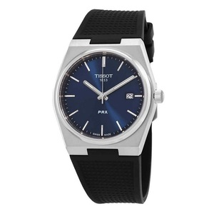 Tissot PRX T-Classic Swiss Made Rubber Strap Blue Dial Quartz 100M Mens Watch