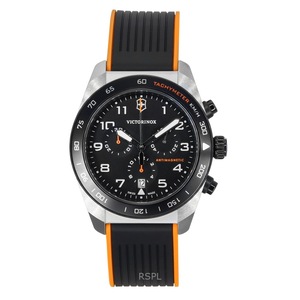 Victorinox Swiss Army Chronograph Tachymeter Swiss Made Quartz 242050 100M Men's Watch Rubber Strap Black Dial