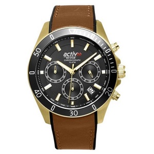 Westar Activ Chronograph Leather Strap Black Dial Quartz 90245GPN183 100M Men's Watch