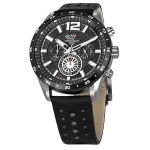 Westar Activ Chronograph Leather Strap Black Dial Quartz 90249SBN103 100M Men's Watch