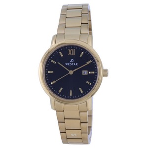 Westar Black Dial Gold Tone Stainless Steel Quartz 40245 GPN 103 Women's Watch
