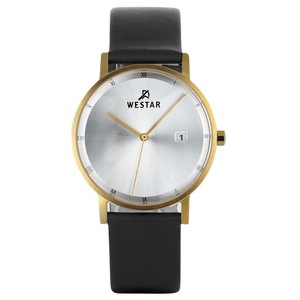 Westar Profile Black Leather Strap Silver Dial Quartz 50221GPN107 Men's Watch