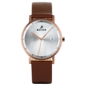 Westar Profile Brown Leather Strap Silver Dial Quartz 50221PPN627 Men's Watch
