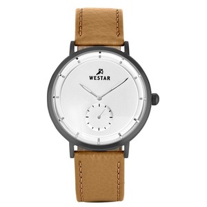 Westar Profile Brown Leather Strap Silver Dial Quartz 50246GGN187 50M Mens Watch