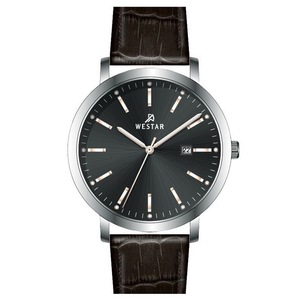 Westar Profile Leather Strap Black Dial Quartz 50216STN623 Men's Watch