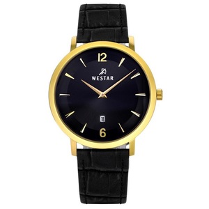 Westar Profile Leather Strap Black Dial Quartz 50219GPN103 Men's Watch