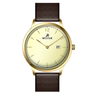 Westar Profile Leather Strap Light Champagne Dial Quartz 50217GPN122 Men's Watch