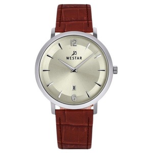 Westar Profile Leather Strap Light Champagne Dial Quartz 50219STN122 Men's Watch