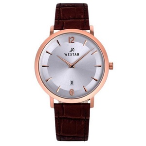 Westar Profile Leather Strap Silver Dial Quartz 50219PPN627 Men's Watch