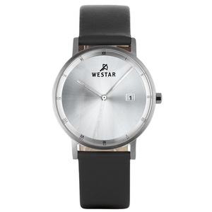 Westar Profile Leather Strap Silver Dial Quartz Date 50221STN107 50M Mens Watch