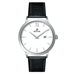 Westar Profile Leather Strap White Dial Quartz 50214STN101 Men's Watch