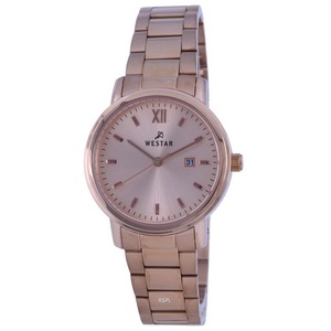Westar Rose Gold Tone Stainless Steel Quartz Date 40245PPN609 30M Ladies Watch