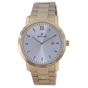 Westar Silver Dial Gold Tone Stainless Steel Quartz 50245 GPN 102 Men's Watch