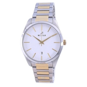Westar White Dial Two Tone Stainless Steel Quartz Date 50213CBN101 Mens Watch