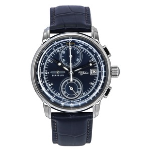 Zeppelin 100 Jahre Chronograph Tachymeter Blue Dial Quartz 86703 50M Mens Watch