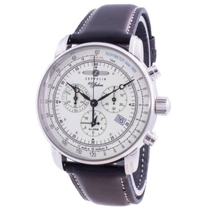 Zeppelin 100 Jahre Tachymeter Telemeter White Dial 86803 Quartz 50M Mens Watch