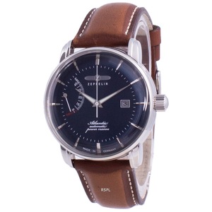 Zeppelin Atlantik Blue Dial Leather Strap 26 Jewels Automatic 84623 Mens Watch