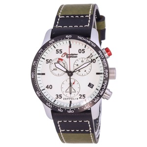 Zeppelin Eurofighter Chronograph Tachymeter Leather Strap Z72985 100M Mens Watch