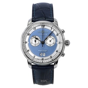 Zeppelin Friedrichshafen Chronograph Leather Strap Blue Dial 5 Jewels Quartz 85843 Mens Watch