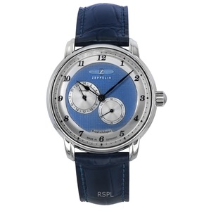Zeppelin Friedrichshafen Leather Strap Blue Dial Automatic 85683 50M Mens Watch