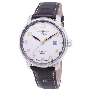 Zeppelin LZ 127 Graf White Dial Leather Strap Analog 76561 50M Mens Watch