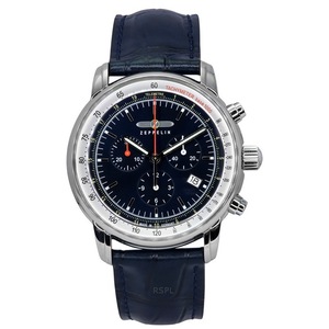 Zeppelin LZ 14 Marine Chronograph Tachymeter Date Display Leather Strap Blue Dial Quartz 6 Jewels 88883 Men's Watch