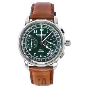 Zeppelin LZ 126 Los Angeles Chronograph Tachymeter Green Dial 76144 Mens Watch