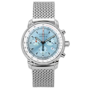 Zeppelin LZ14 Marine Chronograph Tachymeter Ice Blue Dial Z8886M3 50M Mens Watch