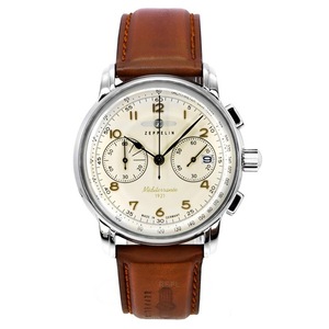 Zeppelin Mediterranee Chronograph Tachymeter Beige Dial Quartz Z96705 Mens Watch